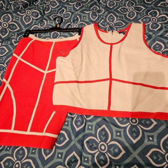 Plus Size 3X Bandage Skirt Set | Tangerine Orange Crop Top & High Waist Skirt - Picture 1 of 4